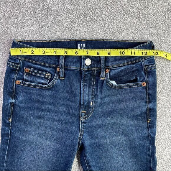 Gap Jeans Women’s 2 Blue Dark Wash Slim Fit Cropped Skinny Leg Low Rise Denim - Picture 9 of 14